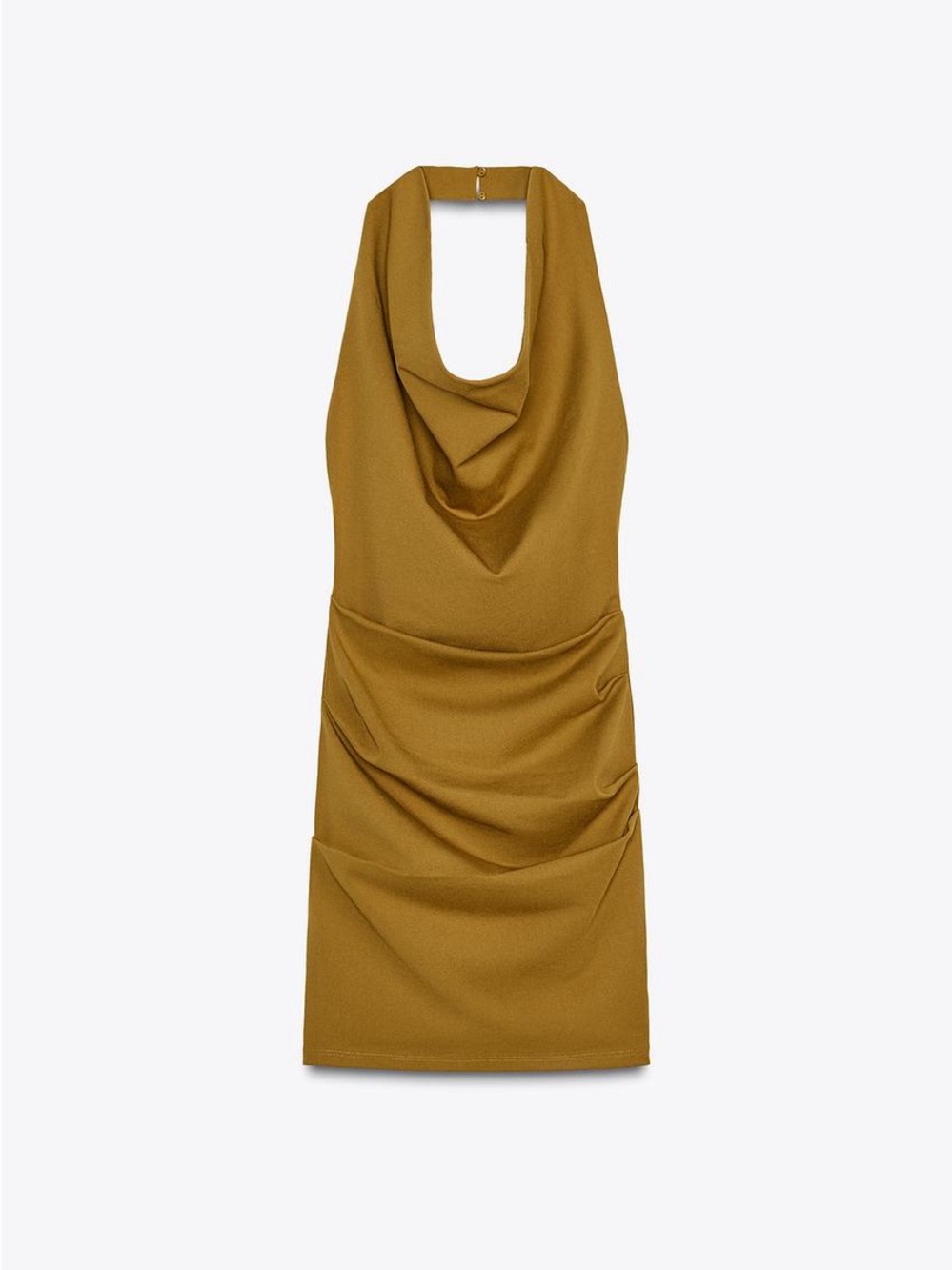 Zara Mustard Draped Halter Mini Dress